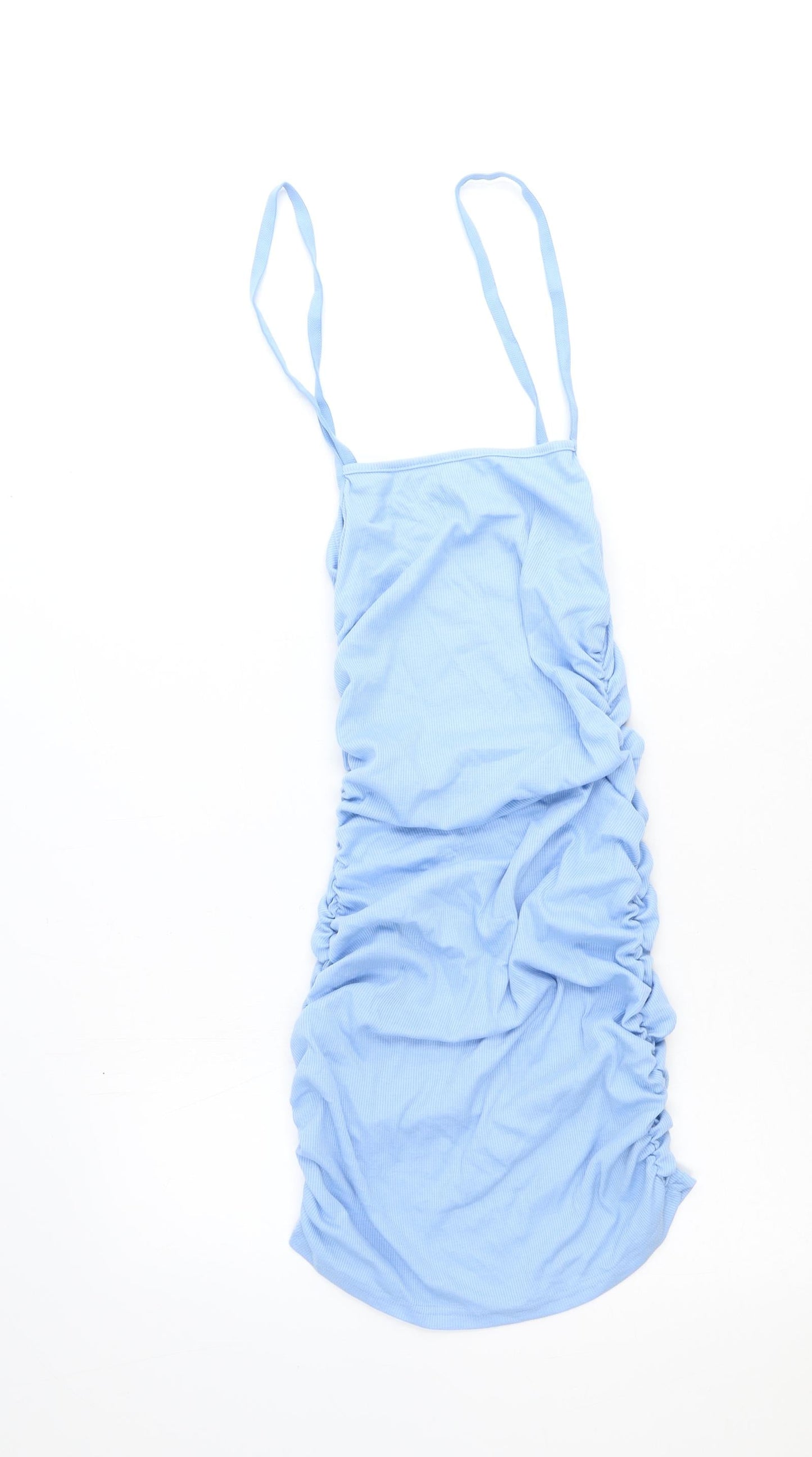 SheIn Womens Blue Polyester Mini Size XS Square Neck Pullover