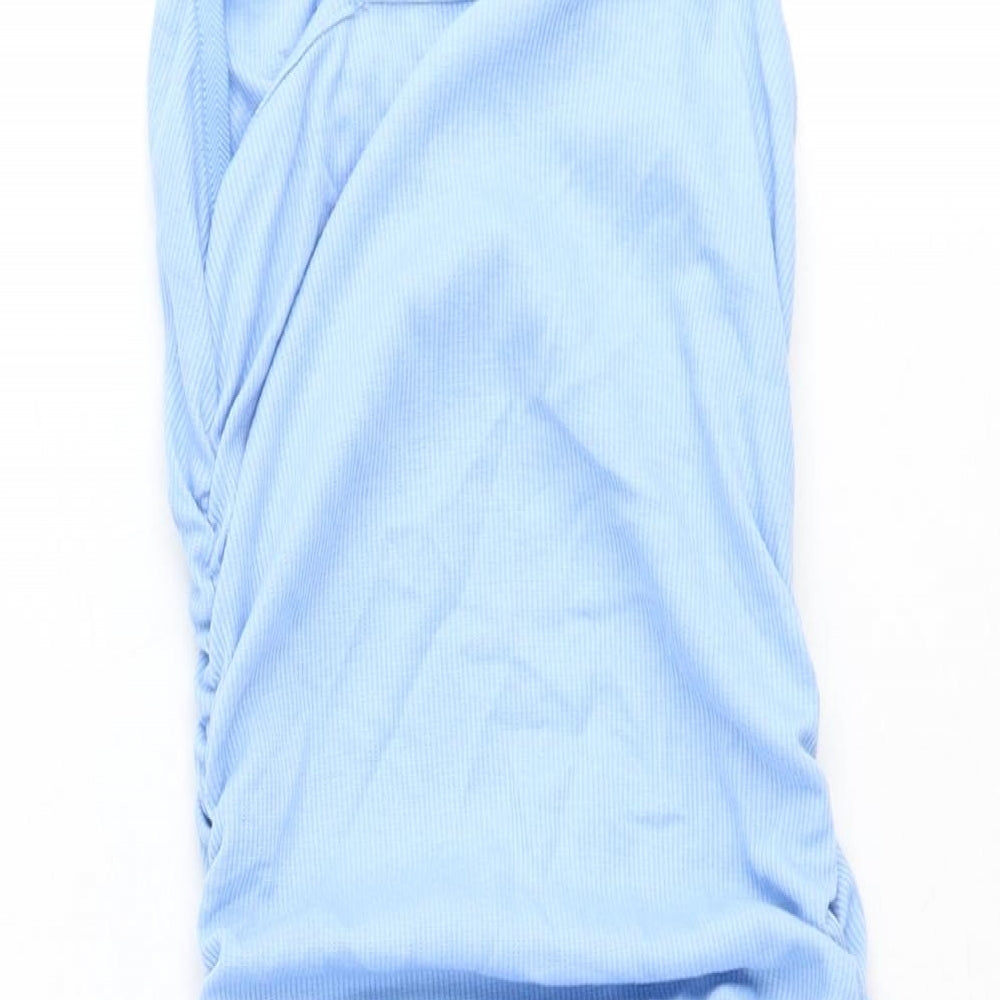 SheIn Womens Blue Polyester Mini Size XS Square Neck Pullover