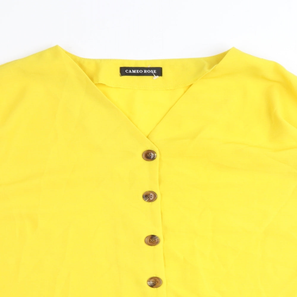 Womens UK Size 12 Cameo Rose Yellow Basic Button-Up