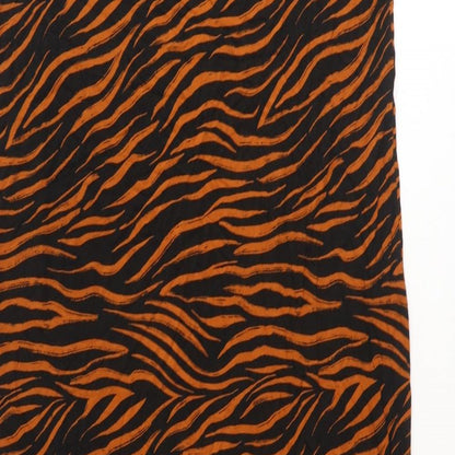 Marks and Spencer Womens Brown Animal Print Polyester Tank Dress Size 14 V-Neck Pullover - Tiger print
