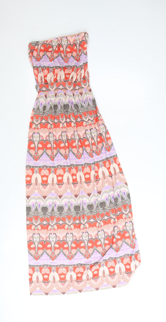 Miss Selfridge Womens Red Geometric Polyester Maxi Size 8 Off the Shoulder Pullover