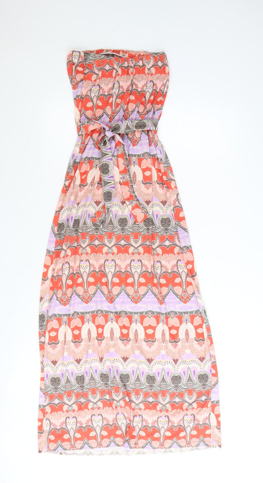 Miss Selfridge Womens Red Geometric Polyester Maxi Size 8 Off the Shoulder Pullover