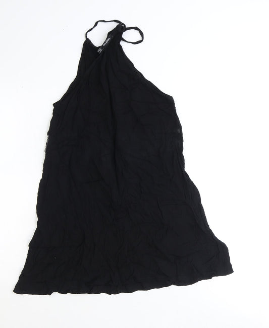 Boohoo Womens Black Viscose Mini Size 10 Round Neck Zip