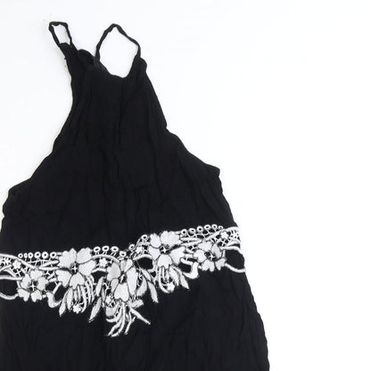 Boohoo Womens Black Viscose Mini Size 10 Round Neck Zip