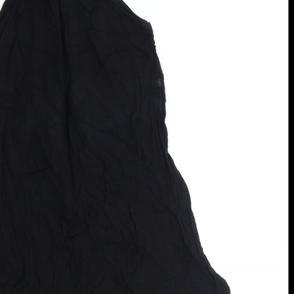 Boohoo Womens Black Viscose Mini Size 10 Round Neck Zip