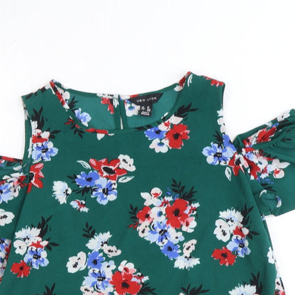 Womens UK Size 12 New Look Green Basic Blouse