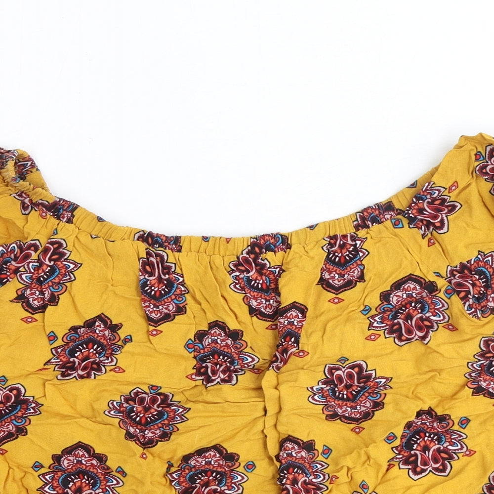 Womens UK Size 12 Preworn Yellow Basic Blouse