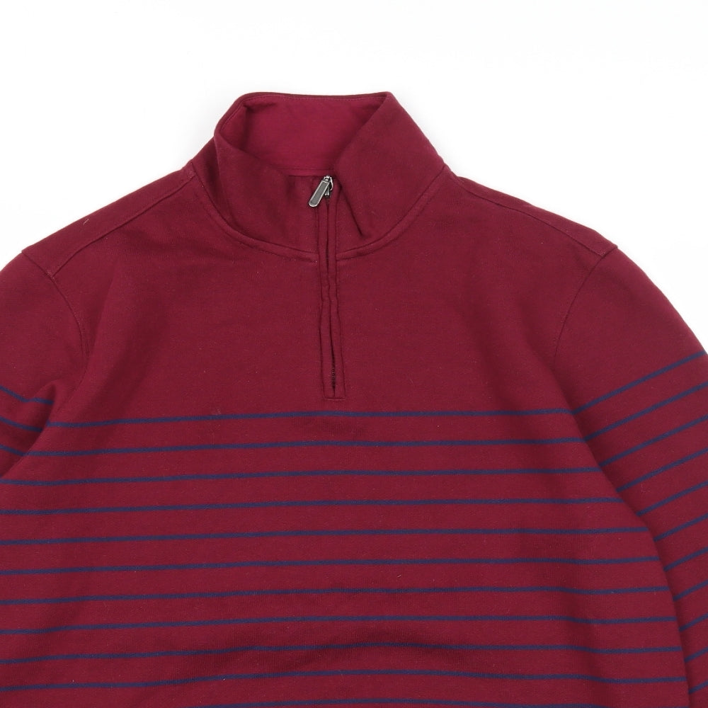 Club Room Mens Red Striped Cotton Pullover Sweatshirt Size L