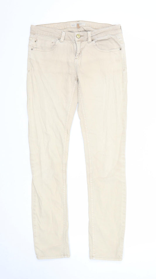Topshop Womens Beige Cotton Skinny Jeans Size 30 in L32 in Regular Zip