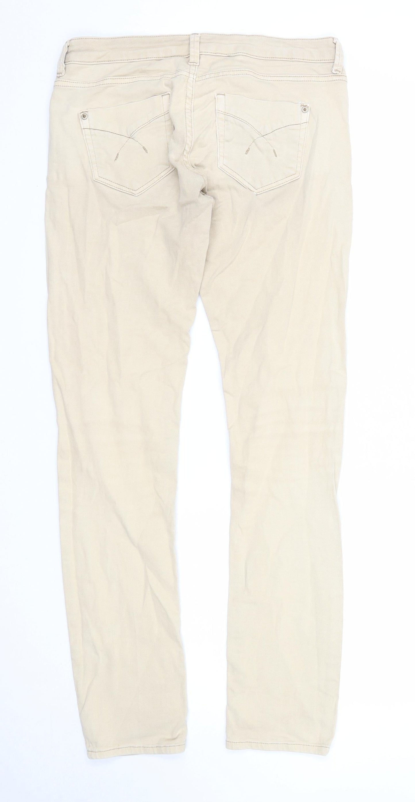 Topshop Womens Beige Cotton Skinny Jeans Size 30 in L32 in Regular Zip