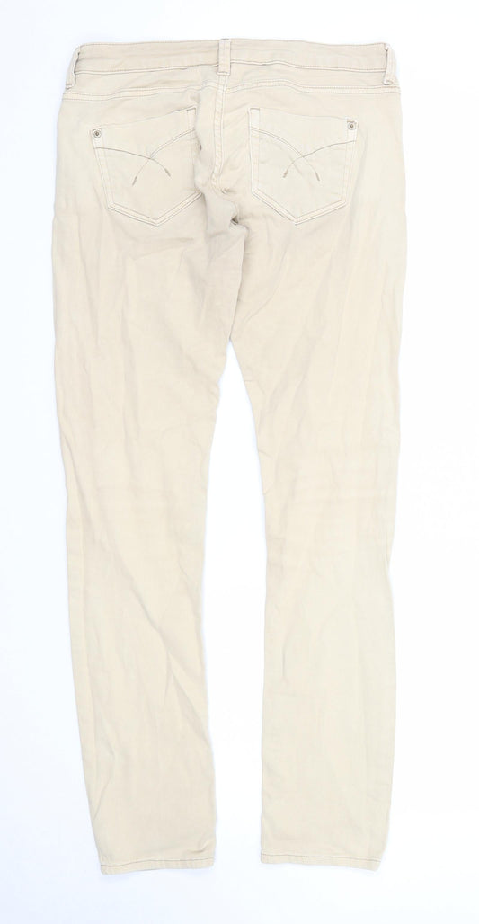 Topshop Womens Beige Cotton Skinny Jeans Size 30 in L32 in Regular Zip