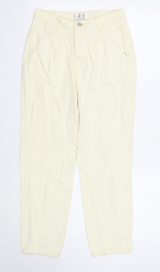 In the Style Womens Yellow Cotton Tapered Jeans Size 6 Regular Zip