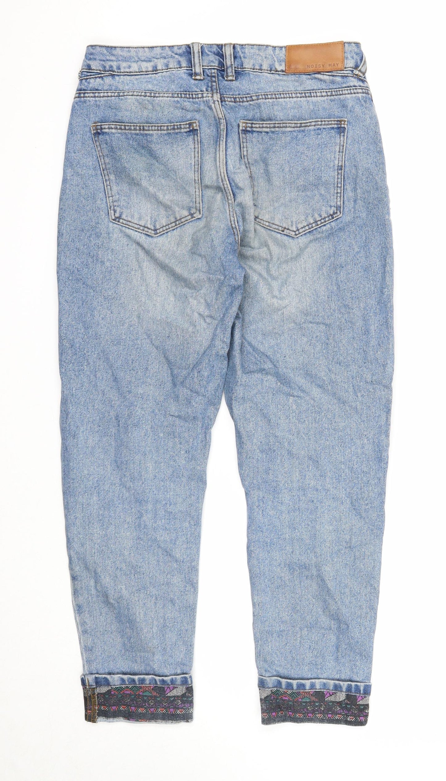Noisy may Womens Blue Cotton Skinny Jeans Size 30 in Regular Zip - Leg Cuff Detail