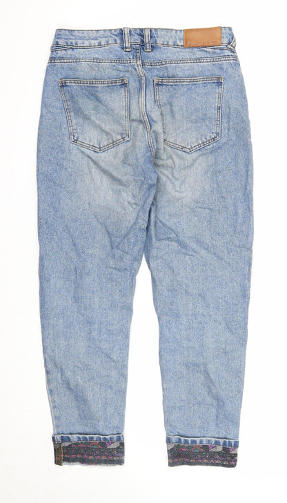 Noisy may Womens Blue Cotton Skinny Jeans Size 30 in Regular Zip - Leg Cuff Detail