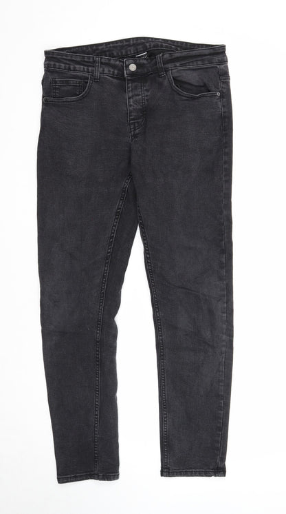 Blakeley Mens Black Cotton Skinny Jeans Size L Regular Zip