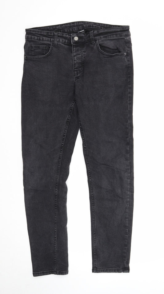 Blakeley Mens Black Cotton Skinny Jeans Size L Regular Zip