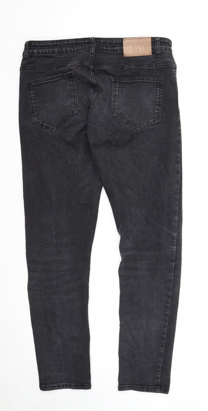 Blakeley Mens Black Cotton Skinny Jeans Size L Regular Zip