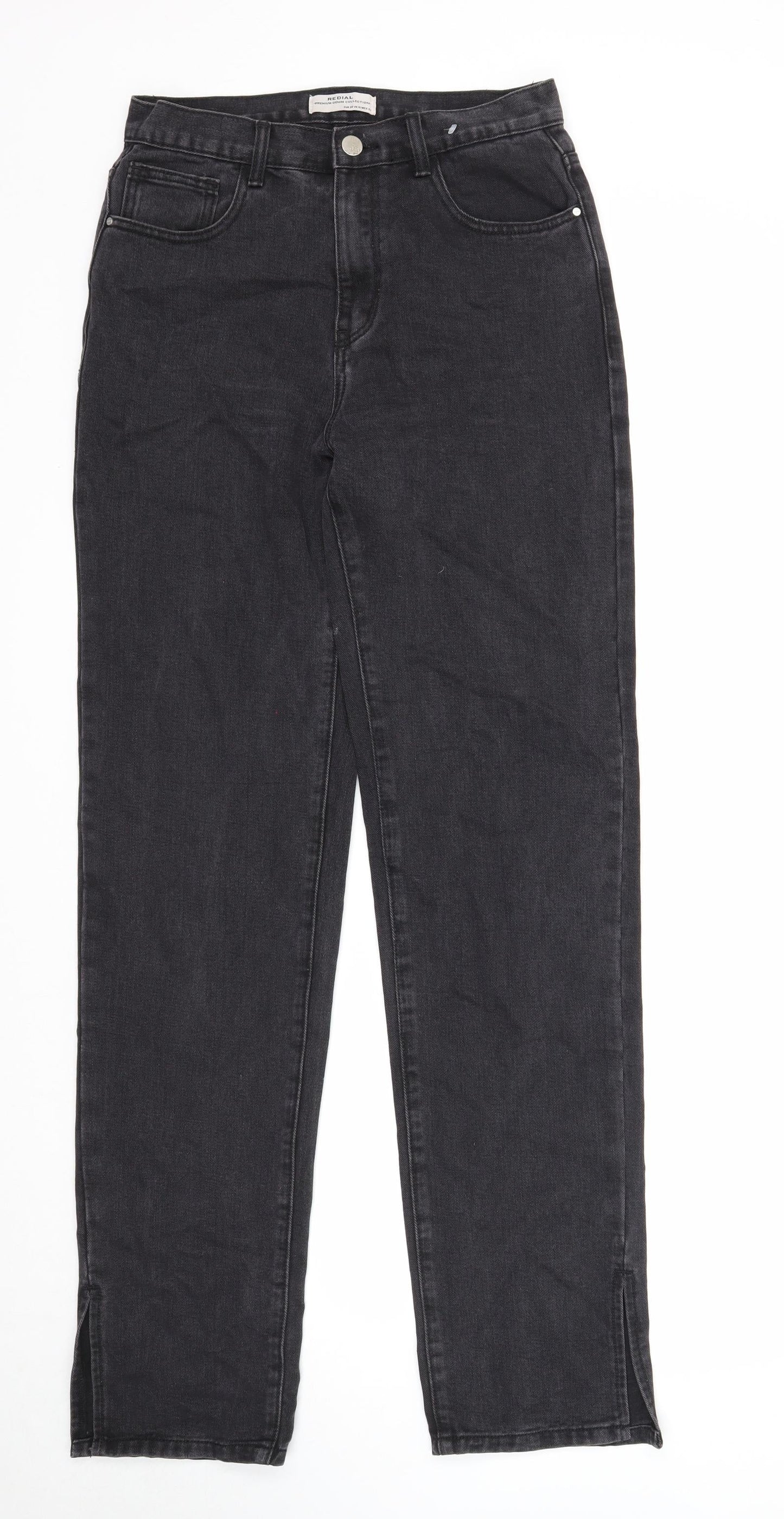 Redial Womens Black Cotton Straight Jeans Size 10 Regular Zip - Side Slit
