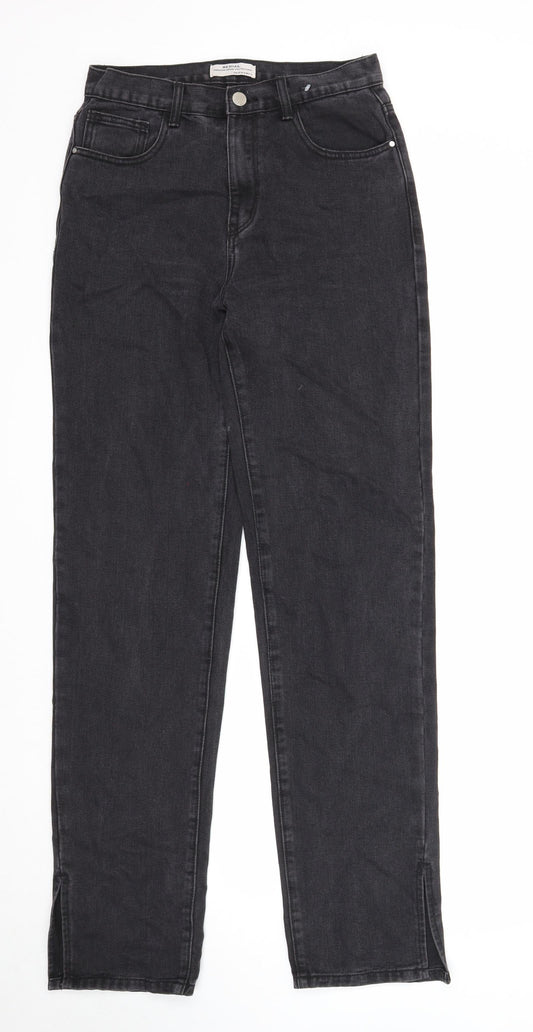 Redial Womens Black Cotton Straight Jeans Size 10 Regular Zip - Side Slit