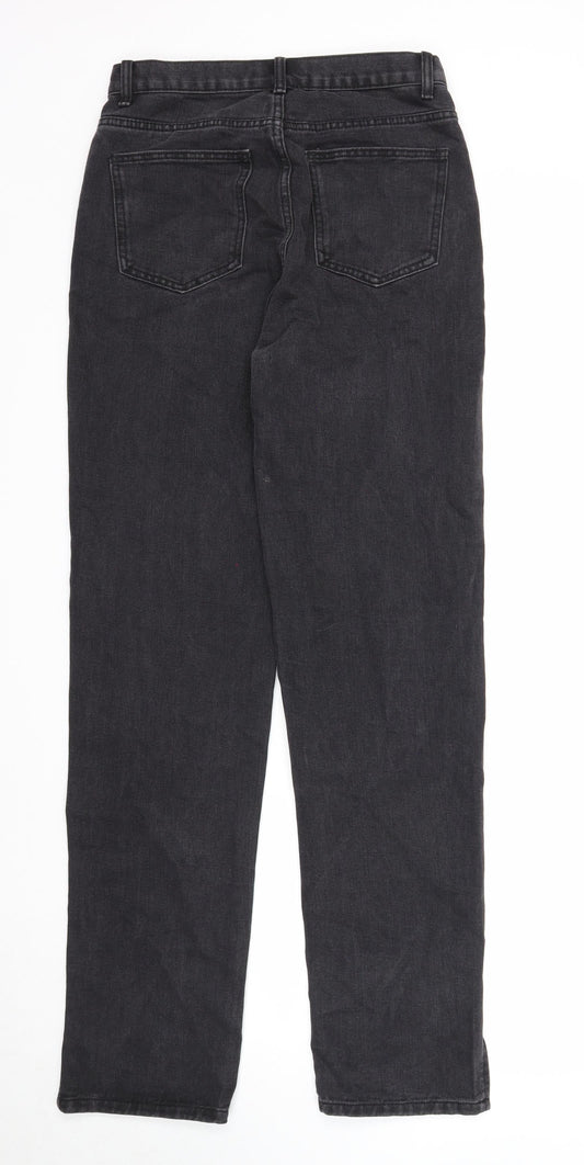 Redial Womens Black Cotton Straight Jeans Size 10 Regular Zip - Side Slit