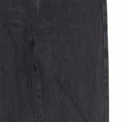 Redial Womens Black Cotton Straight Jeans Size 10 Regular Zip - Side Slit