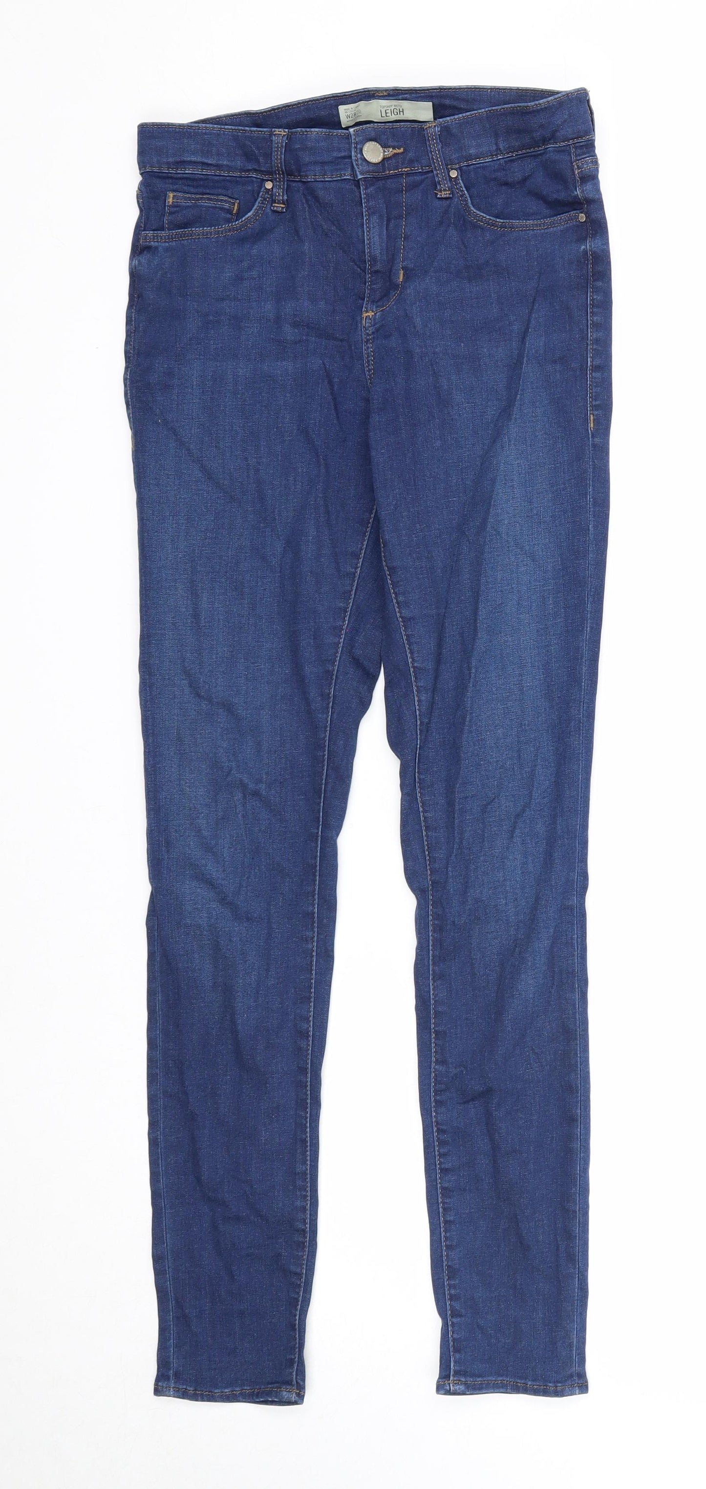 Topshop Womens Blue Cotton Skinny Jeans Size 28 in Regular Zip