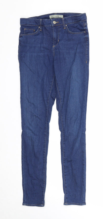 Topshop Womens Blue Cotton Skinny Jeans Size 28 in Regular Zip