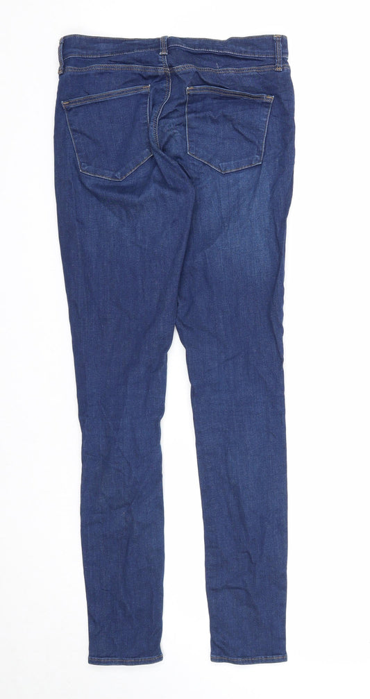 Topshop Womens Blue Cotton Skinny Jeans Size 28 in Regular Zip