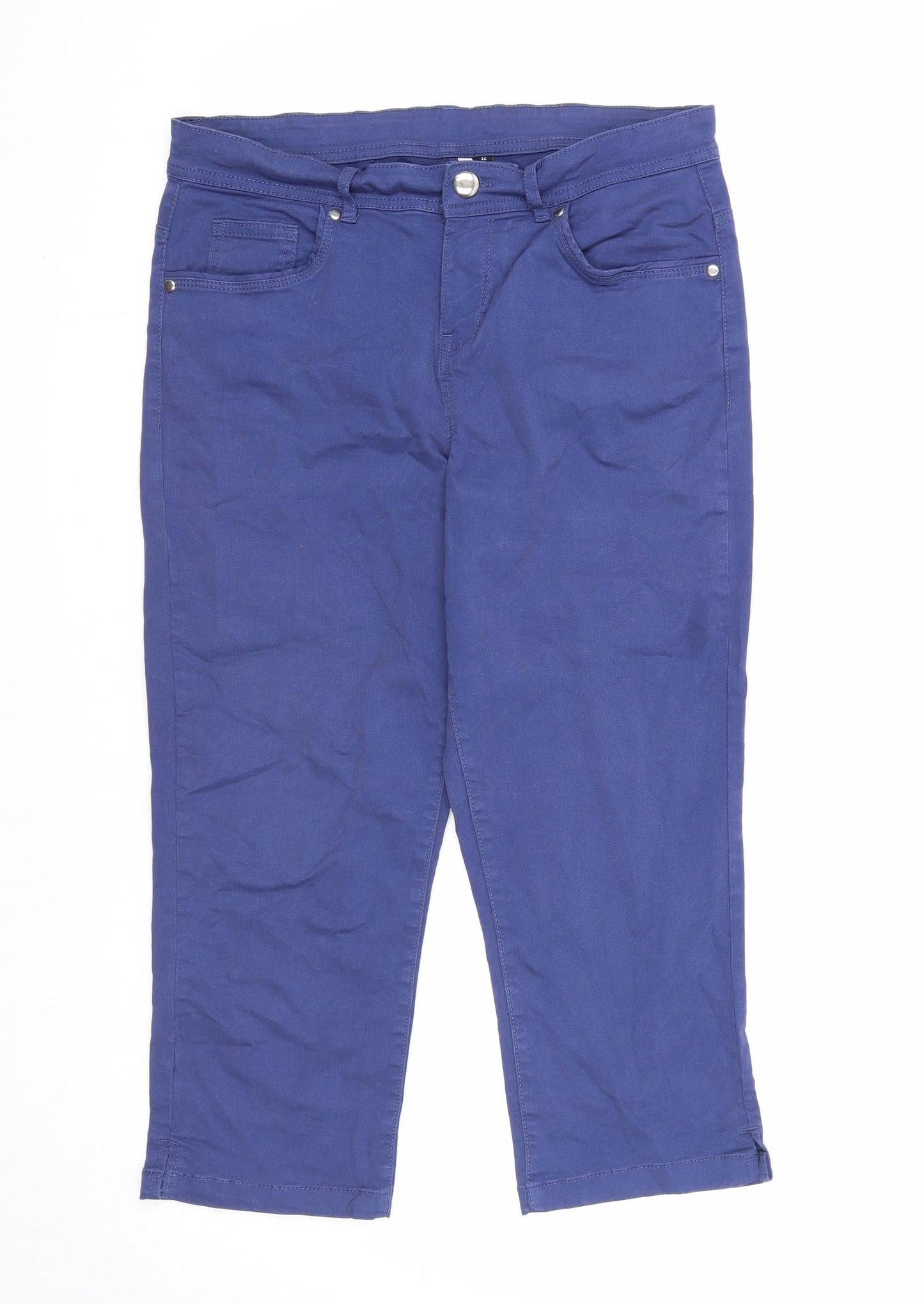 Intuition Womens Blue Cotton Cropped Jeans Size 12 Regular Zip