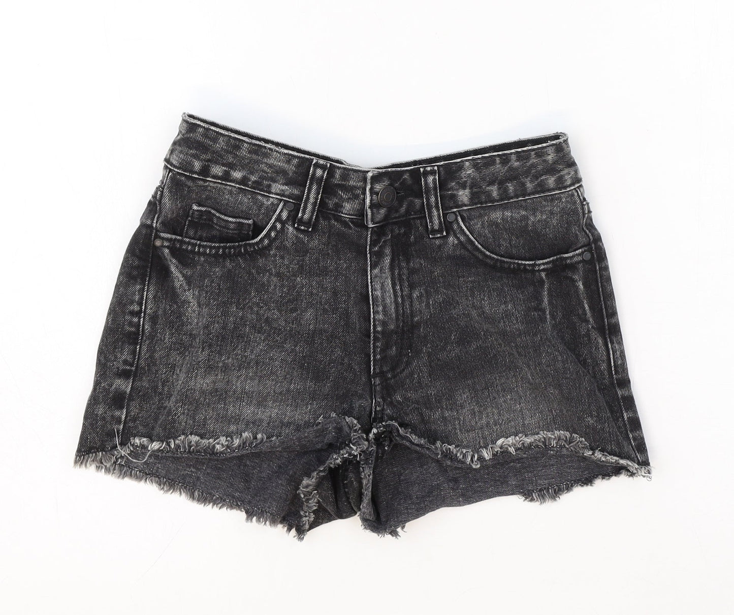 Denim Co. Womens Black Cotton Cut-Off Shorts Size 4 Regular Zip