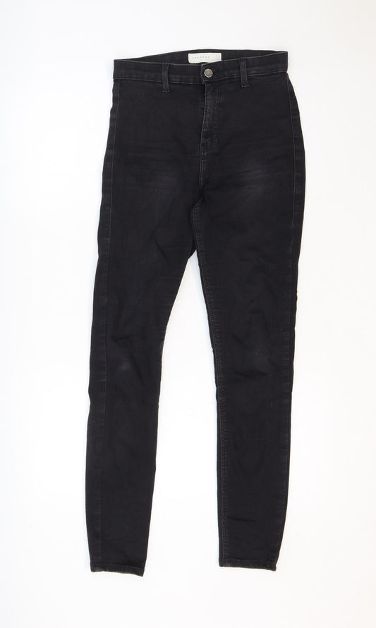 Topshop Womens Black Cotton Skinny Jeans Size 28 in Regular Zip
