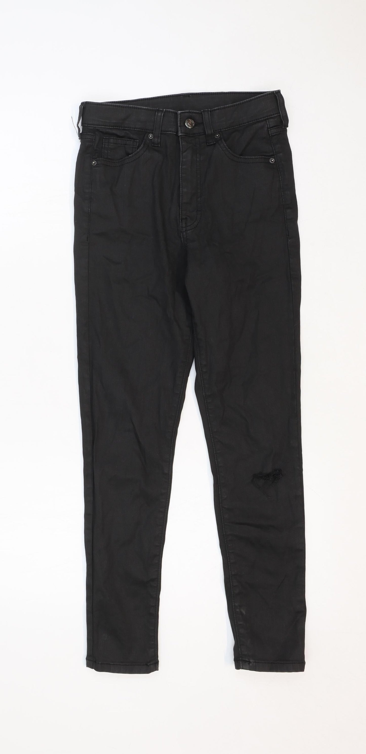 Topshop Womens Black Cotton Skinny Jeans Size 28 in Regular Zip