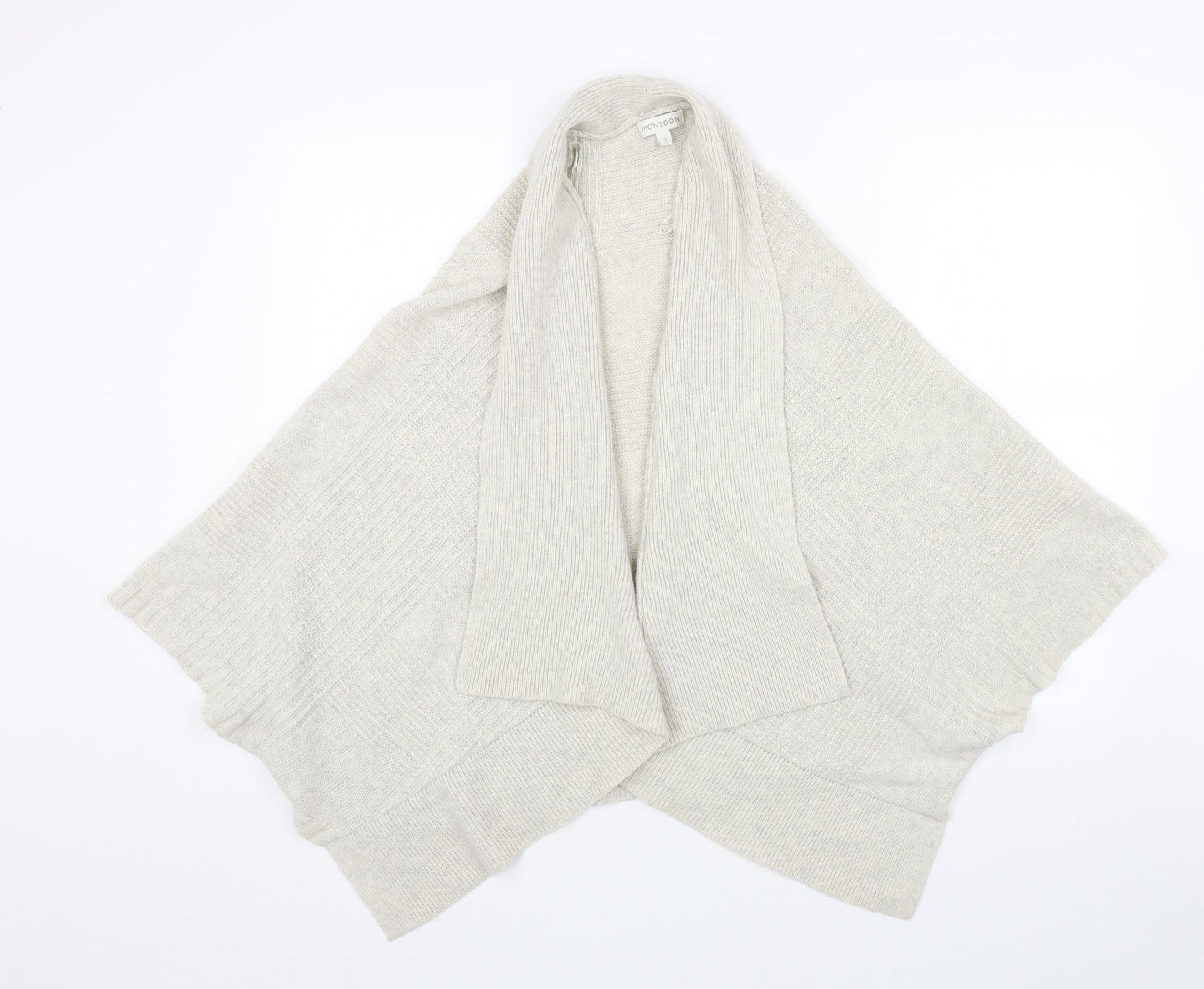 Monsoon Womens Beige V-Neck Acrylic Cape Jumper Size S