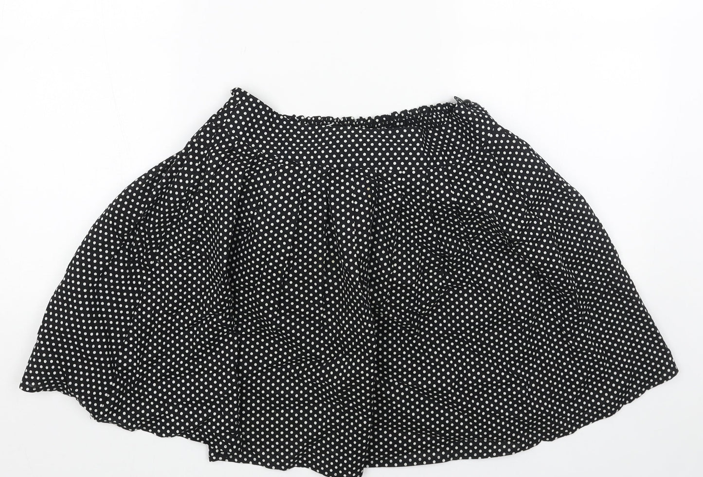 M Butterfly Womens Black Polka Dot Cotton Skater Skirt Size M Button