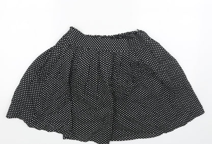M Butterfly Womens Black Polka Dot Cotton Skater Skirt Size M Button