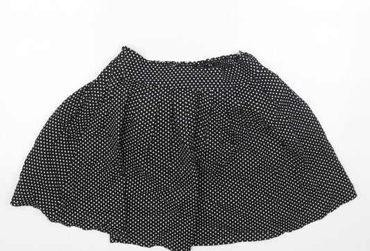 M Butterfly Womens Black Polka Dot Cotton Skater Skirt Size M Button
