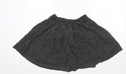 M Butterfly Womens Black Polka Dot Cotton Skater Skirt Size M Button