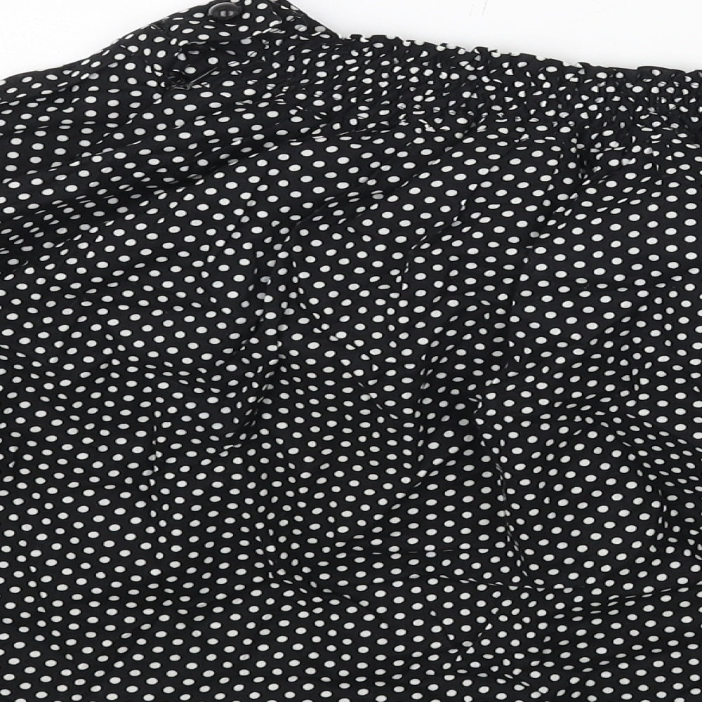 M Butterfly Womens Black Polka Dot Cotton Skater Skirt Size M Button