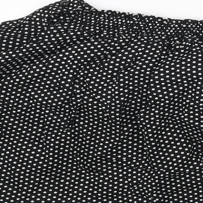 M Butterfly Womens Black Polka Dot Cotton Skater Skirt Size M Button