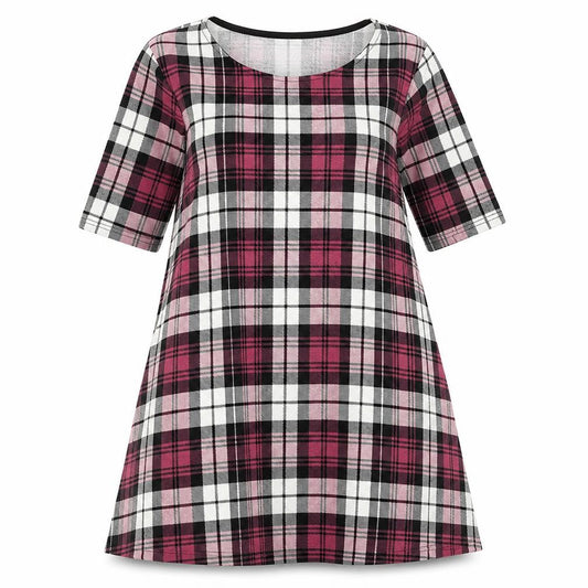 Apricot Womens Pink Plaid Polyester A-Line Size 10 Round Neck Pullover