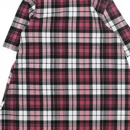 Apricot Womens Pink Plaid Polyester A-Line Size 10 Round Neck Pullover
