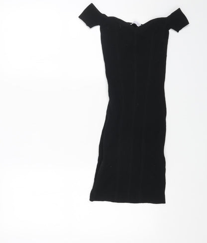 Bershka Womens Black Polyester Shift Size XS Sweetheart Pullover