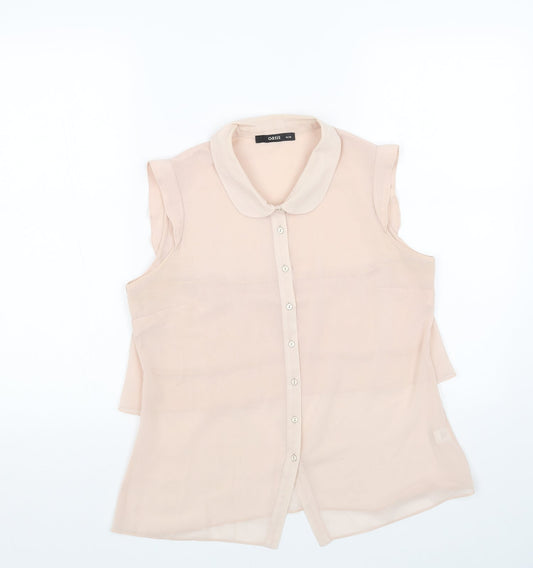 Womens UK Size 10 Oasis Pink Basic Button-Up