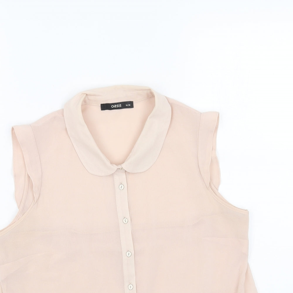 Womens UK Size 10 Oasis Pink Basic Button-Up