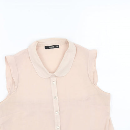 Womens UK Size 10 Oasis Pink Basic Button-Up