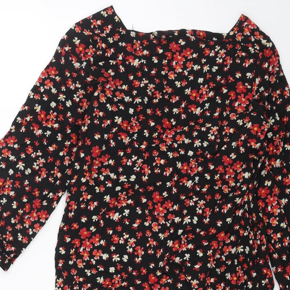 Gap Womens Black Geometric Viscose A-Line Size M Round Neck Pullover