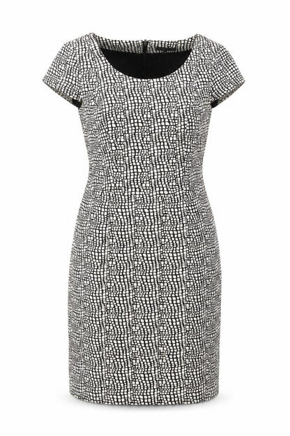 NEXT Womens Grey Geometric Cotton Shift Size 10 Round Neck Zip