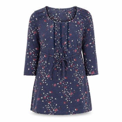 RJR.John Rocha Womens Blue Geometric Cotton A-Line Size 10 Scoop Neck Pullover