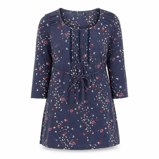 RJR.John Rocha Womens Blue Geometric Cotton A-Line Size 10 Scoop Neck Pullover