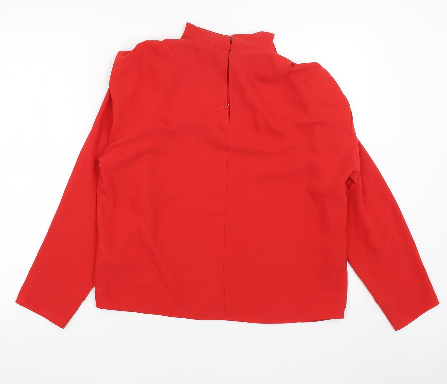 Zara Womens Red Polyester Basic Blouse Size M Mock Neck
